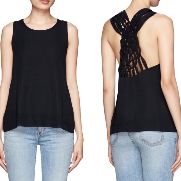 Maje Tops - Maje Black Faraco Braided Back Tank NWT